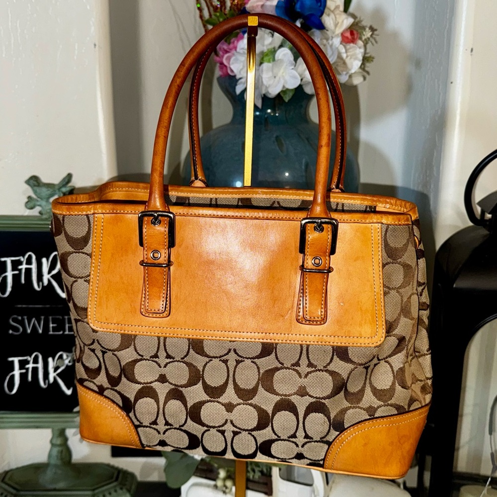 Coach Hampton Signature C top zip carryall Satchel 2004 Vintage - EUC - Picture 3 of 16
